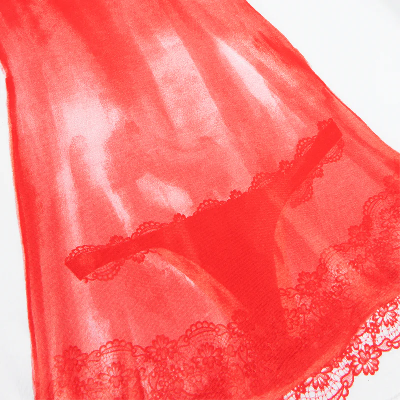 red lingerie tee