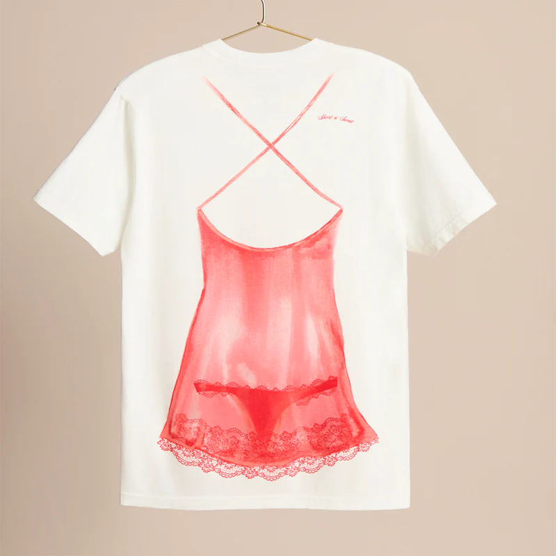 red lingerie tee